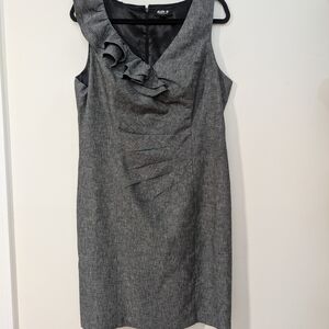 Tailored, natural fibers Linen, Cotton Minimal Understated Ruffle Dress